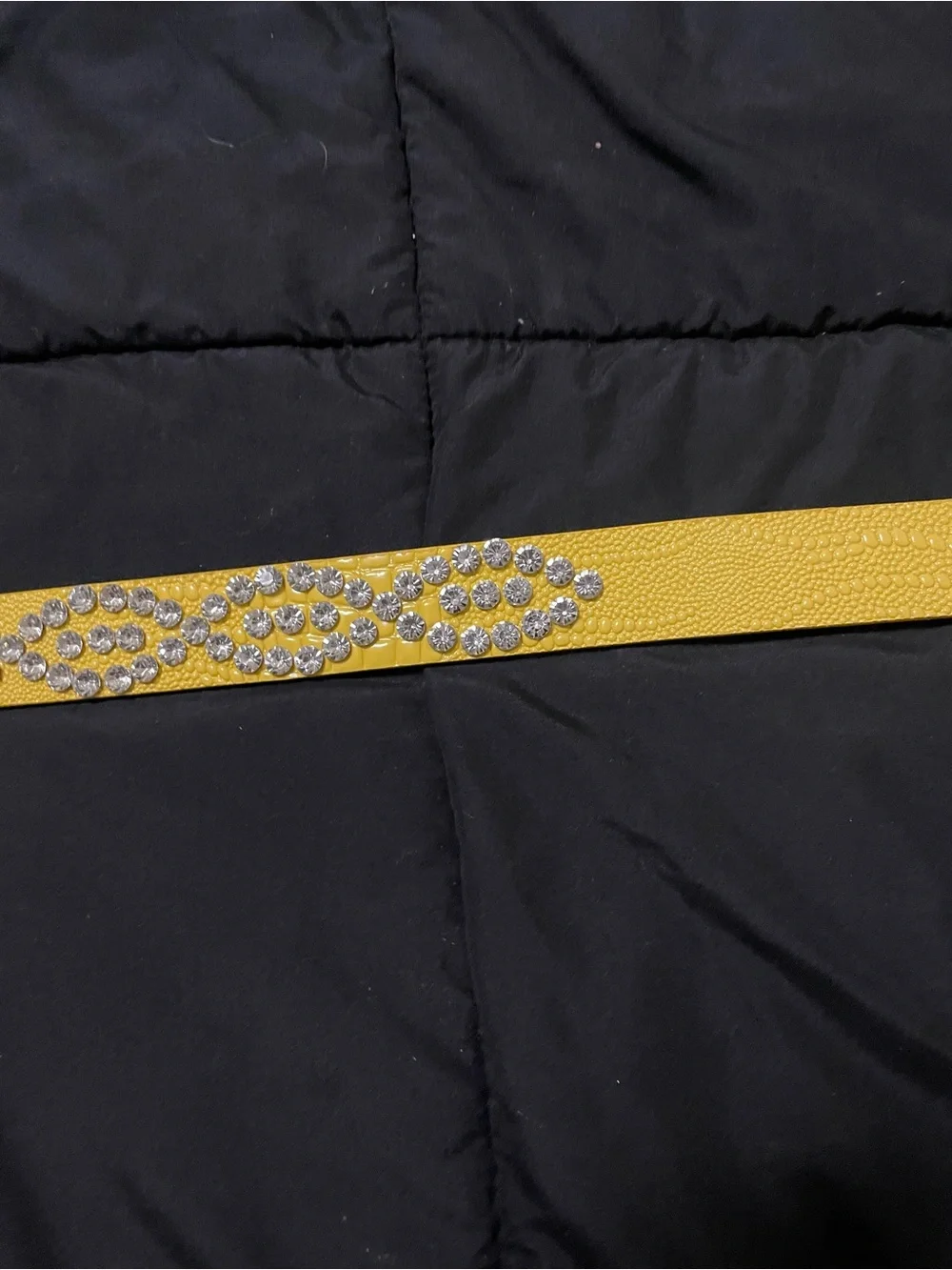 Yellow Rhinestone Statement Belt – Approx. 43.6” – NWOT